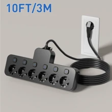 EU Typ C/E/F Stecker 220-240V Weiß Schwarz Desktop Ladestation 6-in-1 kurz/lang Schreibtisch/Wand Steckdosenleiste mit 6 AC Steckdosen 6 Schaltern individuelle Schaltersteuerung geeignet für Reisen Zuhause Büro Memorial Day Sommerbeginn Weiß/Schwarz - EU E-Typ Stecker (220-240V) - Übersicht 16