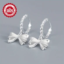 A Pair Of 925 Sterling Silver Bow Earrings, Elegant And Atmospheric, Suitable For Women's Daily Wear, Valentine's Day Gift, Weighing 3.95g - Silvery - View 1