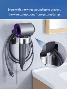 1 pieza Soporte para secador de pelo, estante de almacenamiento de secador de pelo montado en la pared sin taladro para el baño, estante de almacenamiento de plancha de pelo, estante de almacenamiento de herramientas de peinado montado en la pared sin taladro - estante de almacenamiento de altura ajustable - Multicolor - View 9