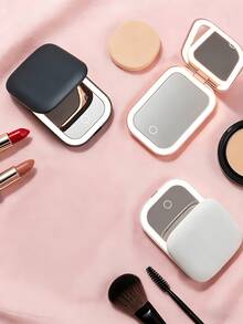 Miroir de maquillage LED portable et pliable, à main, rechargeable par USB, à double face, compact et portable, avec éclairage. Miroir de maquillage portable pliable avec lumière, de taille portefeuille/poche. Miroir de maquillage décoratif éclairé. Miroir de maquillage LED portable, convient pour la décoration de la maison, la salle de bain, la coiffeuse, la chambre, les voyages, le dortoir - un cadeau charmant pour les filles - Multicolore - Voir 8