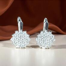 1 Pair Luxury Elegant Style Sunflower Shaped Earrings With Synthetic Cubic Zirconia, Elegant Sexy Floral Stud Earrings, Classic Flower Cluster Design With Multiple Sparkling Cubic Zirconia Closely Arranged, Suitable For Women Seeking Elegant Elegant, Ideal For Wedding, Evening Banquet, Workplace Commute, Anniversary, And Valentine's Day Gift Occasions, Great Choice For Wife, Daughter, Valentine's Day Gift, And Holiday Gift - Multicolor - View 10