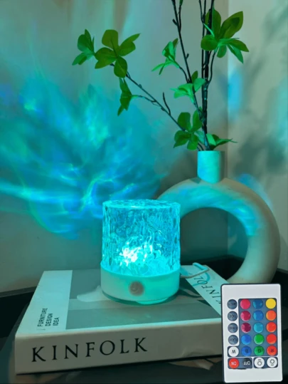 Đèn trang trí chiếu hình sóng nước, điều khiển cảm ứng/từ xa, 16 màu sắc sống động, dùng nguồn USB, đèn trang trí nghệ thuật bằng thủy tinh, đèn trang trí cho nhà cửa, phòng ngủ, phòng khách, quà tặng ngày lễ và tiệc tùng.