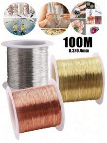 20/100m Gold/Silver Metallic Wire, Used For Bracelet Necklace DIY, Non-Fading Beading Line Jewelry Rope Handmade - A - View 8
