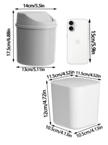1 pieza Papelera de plástico con tapa abatible para escritorio, mini cubo de basura, estilo europeo creativo con forro de papel, adecuado para colocar en la mesa de centro de la sala de estar. Esta compacta mini papelera de plástico con tapa abatible es adecuada para colocar en las mesas de café del hogar. No se requiere electricidad, es muy adecuada para la sala de estar, la despensa, la oficina, la mesita de noche, el baño, el dormitorio y el entorno del hogar. - Multicolor - Ver 3