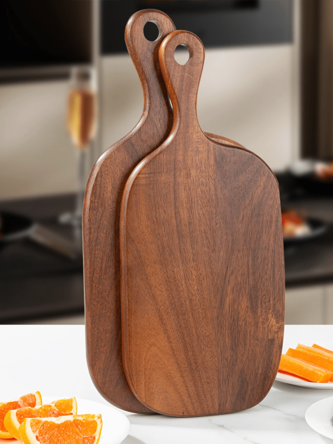 1/2 piezas Tabla de cortar africana de teca creativa, tabla de pan de teca africana, tabla para pizza, tabla para sushi, tabla de cortar frutas, tabla de cortar asimétrica de doble cara, plato de frutas, plato de aperitivos, plato de vajilla, plato de decoración de escritorio, regalo del Día de la Madre, regalo de Navidad, regalo de vuelta al colegio - Marrón - Ver 1
