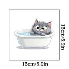 卡通美人鱼猫开关贴纸，可爱洗澡猫和洗衣猫，适用于客厅、卧室、浴室、梳妆台开关 - 彩色 - 查看 14