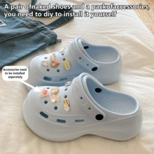 Summer Student Soft & Cute Platform Clogs Shoes, EVA Outdoor Wear, Campus Versatile Casual Lightweight Comfortable - Black - View 5