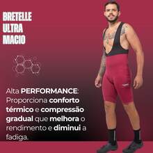 Men's Cycling Bib Shorts With Gel Padding D120 3 Layers High Performance Bike Pedal MTB Polyamide UV - 酒紅色 - 查看 8