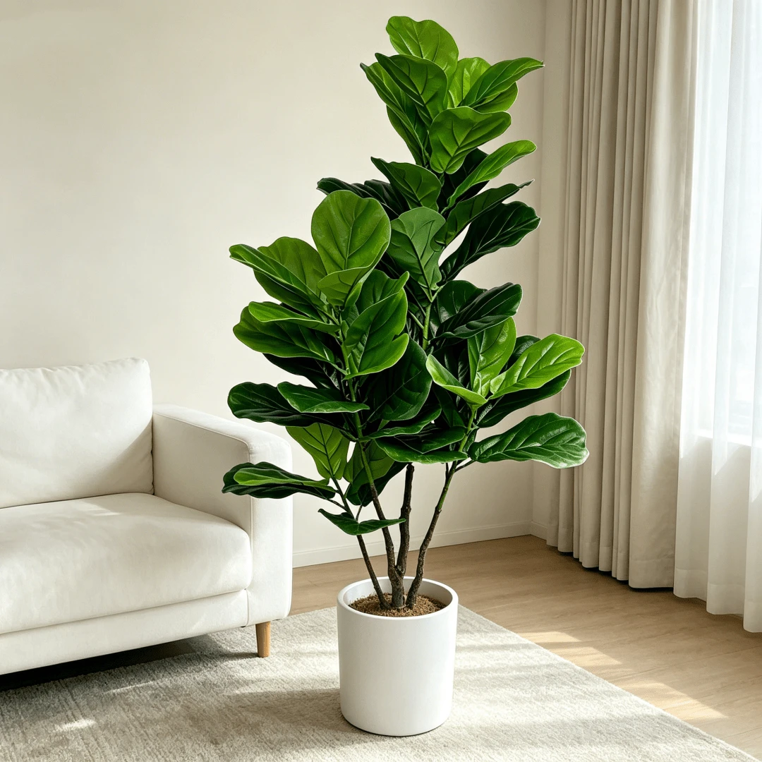 125cm Large Artificial Banyan Tree, Rubber Plant Branches, Plastic Ficus Leaves, Tall Ficus Tree, Home Garden Indoor Outdoor Decor - Green - View 1