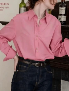 Women's Spring/Summer Embroidered Back Versatile Commuter Casual Long Sleeve Blouse - Red - View 7