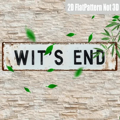 1 biển báo 2D phẳng "WIT'S END", biển báo đường phố hài hước, trang trí nhà cửa, trang trí phòng, trang trí tường, trang trí nhà hàng, trang trí quán bar, trang trí quán cà phê, trang trí gara, trang trí nhà nông thôn.