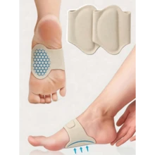 QKC 1 Pair/2 Pairs Arch Support Insoles, Suitable For Men And Women, Built-In Silicone Pad, Sports Design Applicable To Shoes And Footwear - 米色 - 查看 1