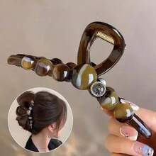 1pc Elegant Pearl Hair Claw Clip, Large Size Suitable For Thick Hair, Hair Accessory For Bun Updo Summer Beach Hair Clutch Vacay Hair Clips - Multi-color B Style - View 2