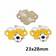 4 pièces Breloques pendentifs de football en émail en alliage métallique pour la fabrication de bijoux DIY pour collier, porte-clés, bracelet - football - Voir 9