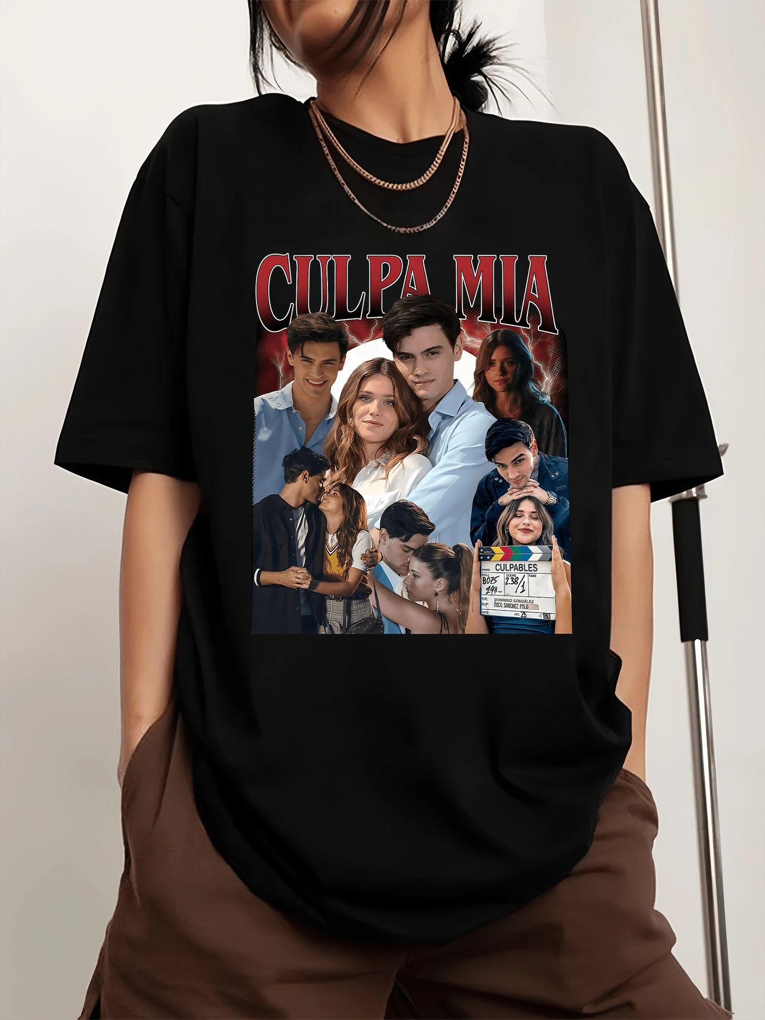 Culpa Mía Printed Men's Sports T-Shirt With Crew Neck And Short Sleeves - Black - View 1