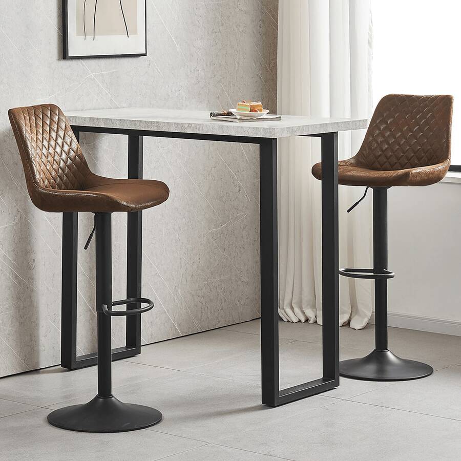 ZOONFA Modern Heavy Duty Brown Suede Bar Stool Height Adjustable 360° Swivel With Backrest And Footrest For Kitchen Island Counter