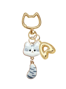 Cartoon Cute Color Printed Cat Alloy Letter Pendant, Bubble Gold Initial Letter Women's Keychain, Drip Oil Drip Printed Tail Cat Keychain Pendant, Personalized Bag Decoration, Handbag Backpack Wallet Hanging Accessories, Cup Decoration Pendant - Multicolor - View 20