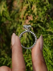 Luxury Hollow Double-Layer Oval Cubic Zirconia Couple Rings, Engagement/Valentine's Day Gift - White - View 5