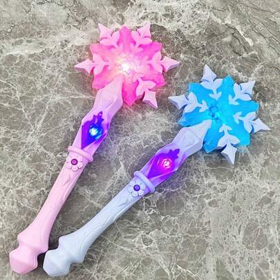 1pc Children's Princess Magic Wand, Snowflake Shaped, With Sound Effect, Colorful Lighting, Gift For Girls, Costume Party Role Play Prop (Batteries Not Included)