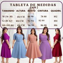 Vestido Moda Evangélica Jacquard com Relevo Saia Rodada Godê Manga Curta com Cinto - Novo Modelo - Roxo - Visão 8
