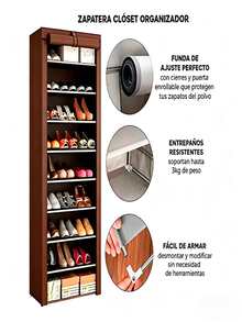9-Tier Shoe Rack With Lid, Shoe Organizer, Narrow Shoe Rack With Lid, 9-Tier High Shoe Cabinet, Solid Shoe Rack, Shoe Rack Finish, Can Accommodate 20-22 Independent Shoe Cabinets With Dust Lid. - Coklat - View 3