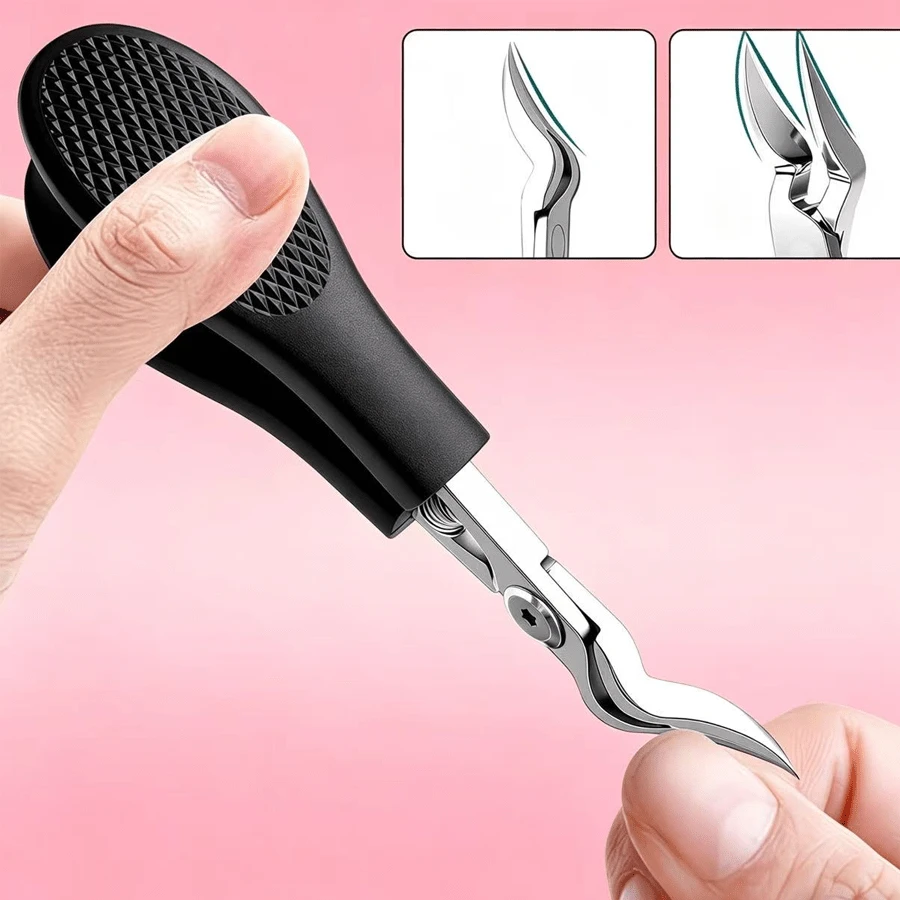 1pc Premium Stainless Steel Nail Clipper, Modern Design With Concave Blade - Black - View 1