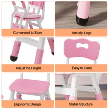 Silla ajustable para niños con 3 niveles de altura – Asiento duradero de plástico para niños de 2 a 6 años, ideal para casa, aula y guardería - B - Ver 6
