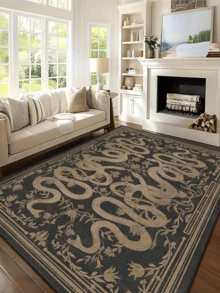 1 pieza Alfombra/Alfombra/Alfombra de área/Alfombra de baño/Alfombra de entrada, Elemento animal clásico europeo y americano de lujo - Elegante alfombra de estilo pastoril con estampado de serpiente y rayas florales, adecuada para baño, cocina, entrada, pasillo, mesita de noche, sala de estar, dormitorio, lavable a máquina, de lana sintética suave, decoración del hogar - P - Ver 26