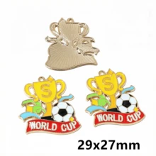 4 pièces Breloques pendentifs de football en émail en alliage métallique pour la fabrication de bijoux DIY pour collier, porte-clés, bracelet - football - Voir 7