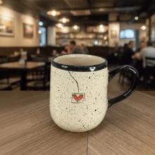 Caneca Grande Americana De Cerâmica Para Café Ou Chá Pintado A Mão 450ml - Preto - Visão 6