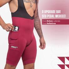 Men's Cycling Bib Shorts With Gel Padding D120 3 Layers High Performance Bike Pedal MTB Polyamide UV - 酒紅色 - 查看 6