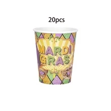 10/20/50 piezas Vasos de papel Mardi Gras, vasos de fiesta púrpura verde y dorado con máscara de Mardi Gras y patrón de carnaval, adecuados para celebración de Mardi Gras, fiesta temática de Nueva Orleans, baby shower, decoración de Martes Gordo para hombres y mujeres - Multicolor - Ver 6