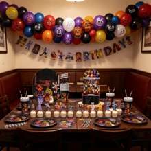 Five Nights at Freddy's FNAF 44件套派对组合套装，包括蛋糕旗、蛋糕装饰插牌、吸管、派对装饰品、节日派对用品、生日派对装饰，适用于万圣节、复活节、圣诞节、毕业典礼等场合。 - FNAF 吸管餐杯 Cake Flag 2 蛋糕插 - 查看 1