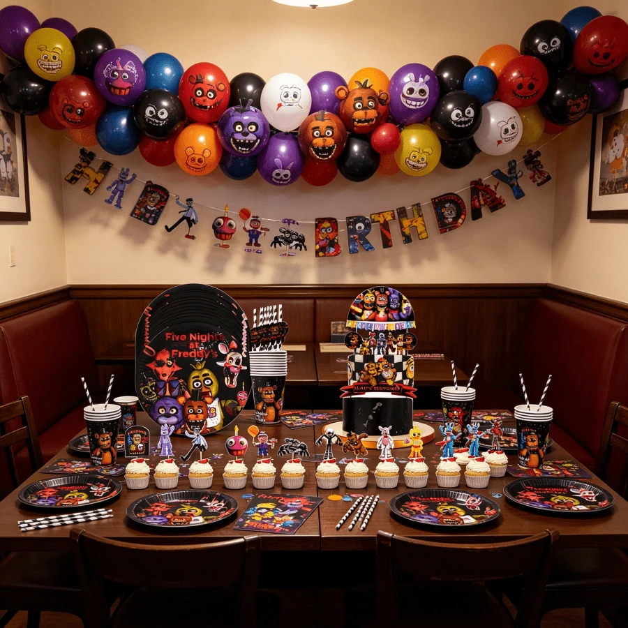 Five Nights at Freddy's FNAF 44件套派对组合套装,包括蛋糕旗、蛋糕装饰插牌、吸管、派对装饰品、节日派对用品、生日派对装饰,适用于万圣节、复活节、圣诞节、毕业典礼等场合。 - FNAF 吸管餐杯 Cake Flag 2 蛋糕插 - 查看 1