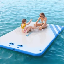 Plataforma Flotante Inflable  Ultra Estable, Superficie Antideslizante, PVC Resistente, Bolsa y Bomba Incluidas Para Lago, Piscina, Mar, Deportes Acuáticos y Relax - B - Ver 5