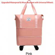 Large Capacity Wheeled Travel Tote Bag, Detachable 360° Rotating Wheels Foldable Suitcase, Waterproof Wet & Dry Separation Expandable, Business Trip Maternity Storage Universal Gift (Wheel Color Random, Packaged Separately From Suitcase) - Multicolor - View 12