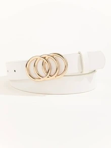 女士两件套 2026 PU 素色圆形三环扣腰带，适合日常通勤、派对、街头性感辣妹风格 - A - 查看 7