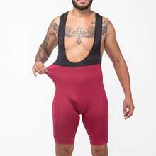 Men's Cycling Bib Shorts With Gel Padding D120 3 Layers High Performance Bike Pedal MTB Polyamide UV - 酒紅色 - 查看 10
