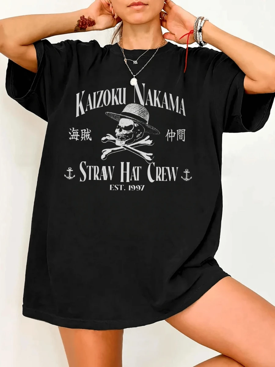One Piece Straw Hat Gang Kaizoku Nakama T-Shirt - Black - View 1