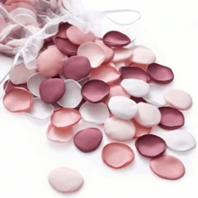100pcs Random Silk Rose Petals, Cross-Border Burnt Edge Petals, Wedding Confetti, Luminous Cream Scattered Flower Petals - Multicolor - View 1