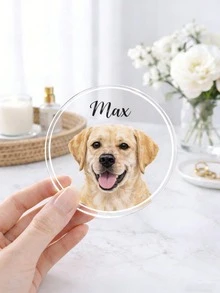 Personalized Pet Photo Coasters, Cat/Dog Portrait And Name, Anniversary/Birthday/Holiday Gift - Multicolor - View 5