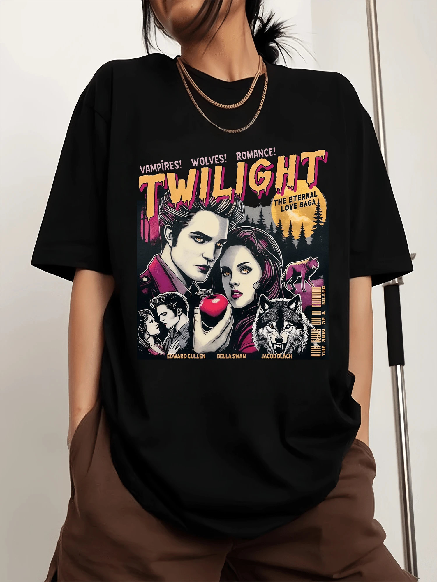 Retro Vintage Twilights Men's Sports T-Shirt With Crew Neck And Print, Short Sleeves - Black - View 1