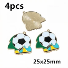4 pièces Breloques pendentifs de football en émail en alliage métallique pour la fabrication de bijoux DIY pour collier, porte-clés, bracelet - football - Voir 11
