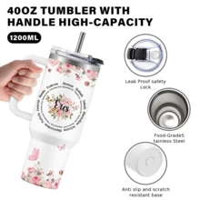 40oz Eres Fuerte Tumbler With Handle, Filipenses 4:13 Spanish Bible Verse Insulated Stainless Steel Travel Mug, Christian Religious Gifts For Women Latina - 彩色 - 查看 4