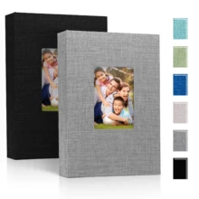 Album ảnh 4x6, bìa vải lanh tự thiết kế, dạng sách trượt, chứa được 300 ảnh 4x6, lý tưởng cho ảnh gia đình, ảnh cưới, ảnh em bé và ảnh kỳ nghỉ. - Nhiều màu - Xem 2