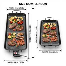 AORAN 2-In-1 Electric Grill & Griddle, 1360W High Power For Fast Heating, Non-Stick Cooking Surface, Precise Temperature Control, Vertical Storage. Includes Tongs, Oil Brush And Cleaning Sponge Set. Versatile For Home Breakfast, Pancakes, Fried Eggs, Outdoor Grilling And Steak. Large Capacity With Dual Zones For Simultaneous Cooking, Easy To Clean. Perfect For Family Gatherings, Patio Barbecues And Holiday Gifts. - Xem 7