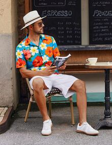 Men's Hawaiian Shirt Short Sleeve Tropical Print Button Down Summer Beach Casual Lightweight Breathable Top - 6MT34 - 查看 4