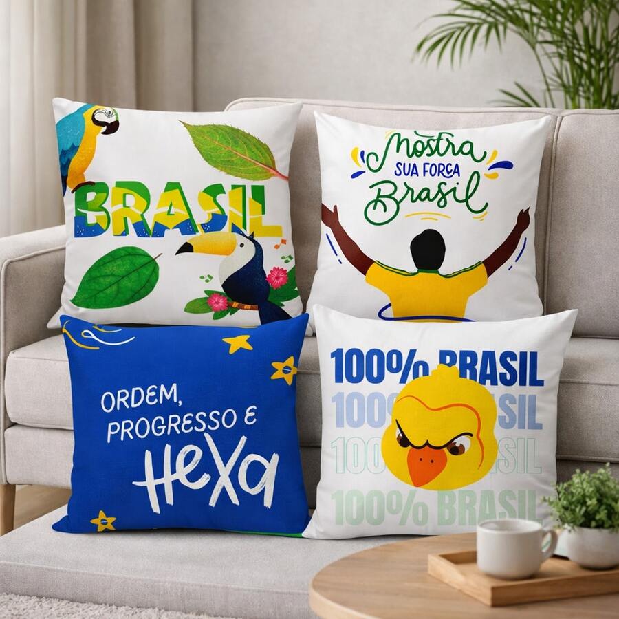 Set Of 4 Digital Cushion Covers For World Cup Brazil Decoration - Club de Fans Tropicales - Ver 1