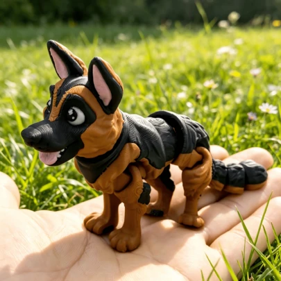 3Dプリント ジャーマンシェパード フィギュア - 鮮やかで柔軟なデスクトップデコレーション、漫画テーマのコネクター付き、クリスマス、ハロウィン、イースター、感謝祭に最適、部屋やクルマのデコレーション、ホリデーギフトアイデア、祝祭の装飾に最適 | 生き生きしたデスクトップデコレーション | プラスチックの彫刻、ドラゴンデコレーション、子供のおもちゃ