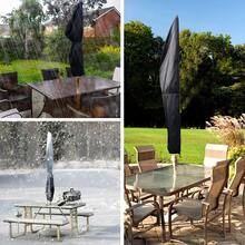 Black 210D Oxford Fabric Patio Umbrella Cover, Adjustable Drawstring Closure, All Season Waterproof Windproof UV Dust & Snow Protection, Outdoor Parasol Protector For Garden Patio Lawn Pool Balcony Beach Vineyard - View 4